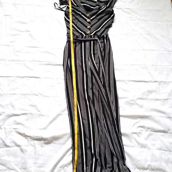 BCX Juniors' Striped Off-The-Shoulder Jumpsuit - Picture 14 of 15